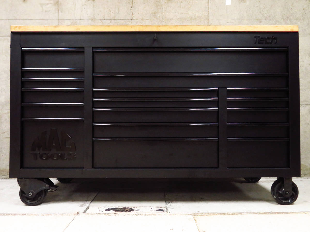 美品 MACTOOLS マックツールズ トリプルバンク 工具箱 MB1084-FBK 18ドロワー マットブラック 純正ウッドトップ付き 管理4tr0927A