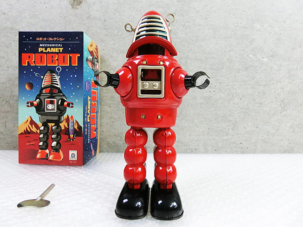 ロボットコレクション ブリキ メカニカル プラネットロボット レッド 箱付き 管理0606VVD